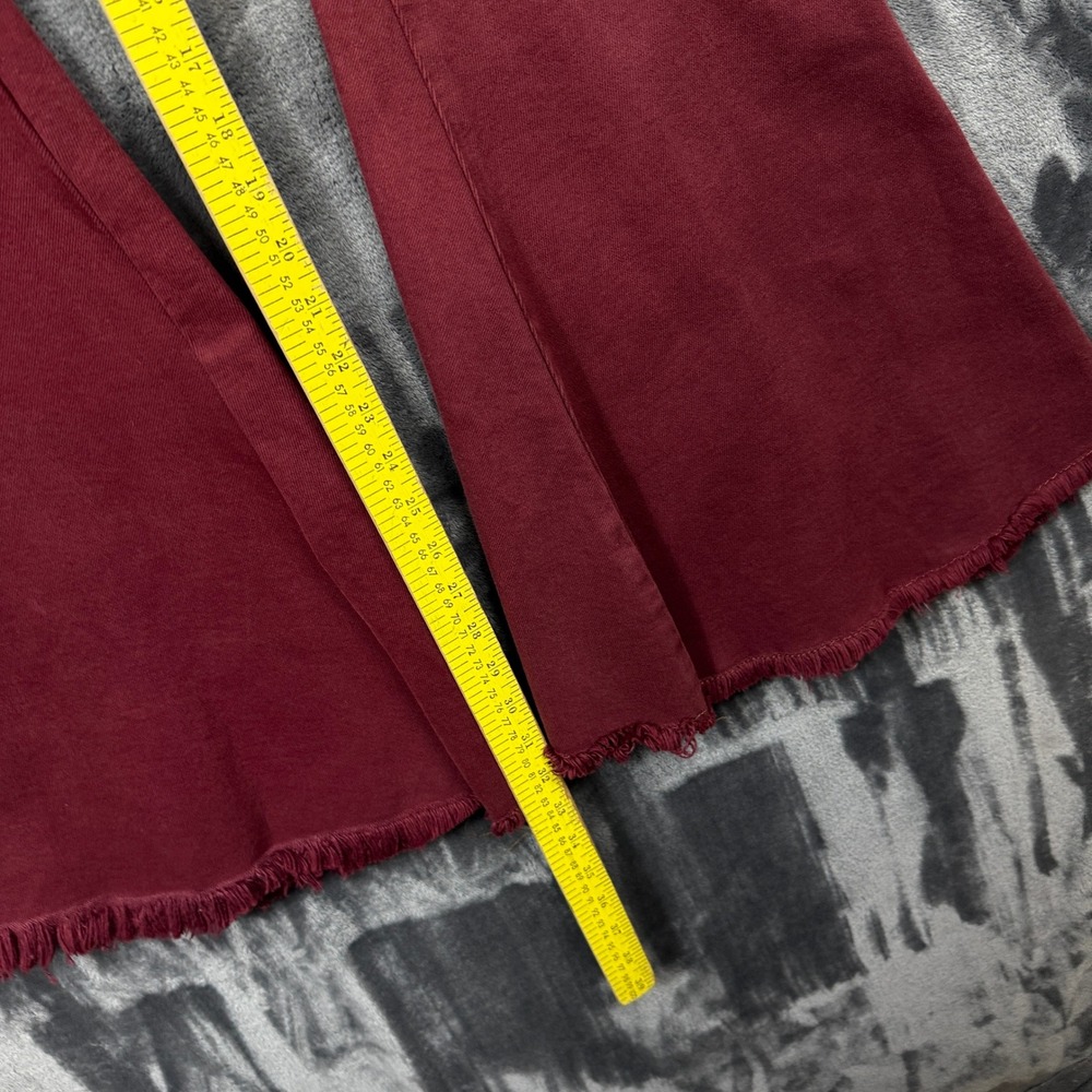 We The Free Flare Jeans Womens 24 Burgundy Raw Hem Bell Bottom New Boho Hippie - Picture 4 of 10